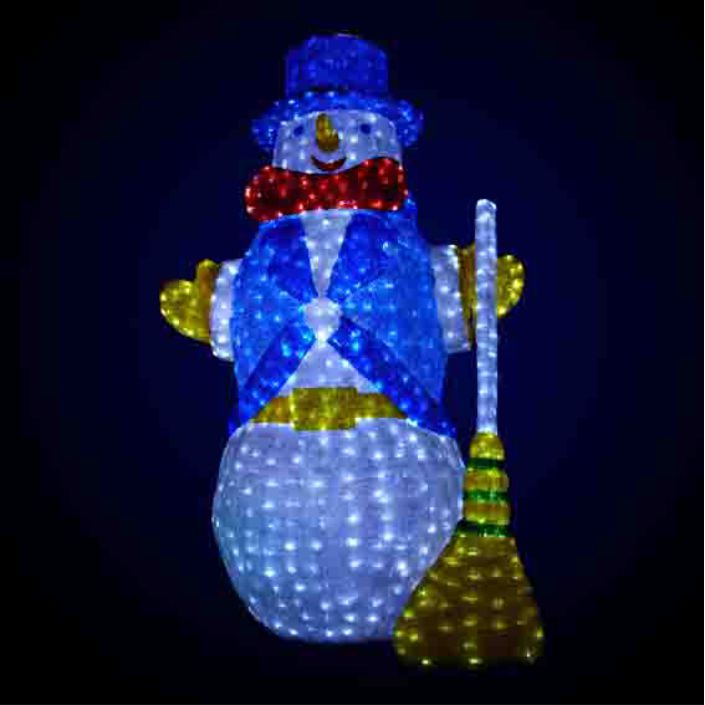 Фигура акриловая светодиодная «Снеговик с метелкой»