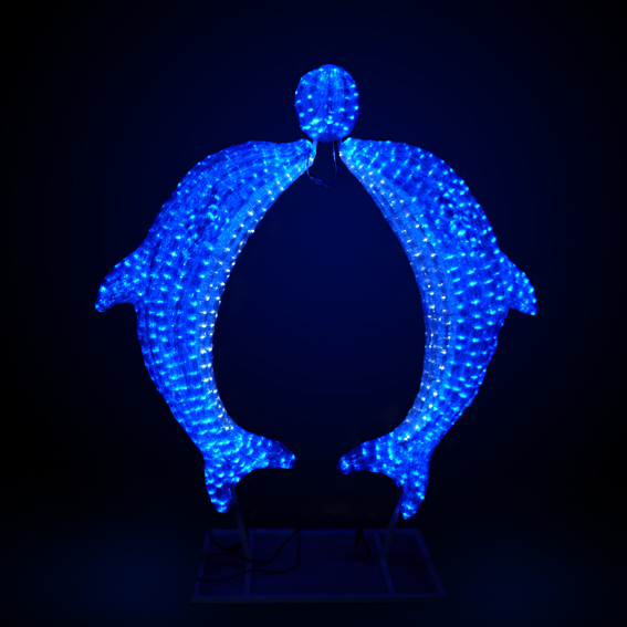 Фигура акриловая «Пара дельфинов с мячом» цвет белый с синим